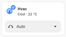 Screenshot of the tile card with the climate swing modes feature