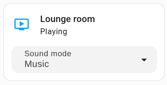 Screenshot of the tile card with media player sound mode feature
